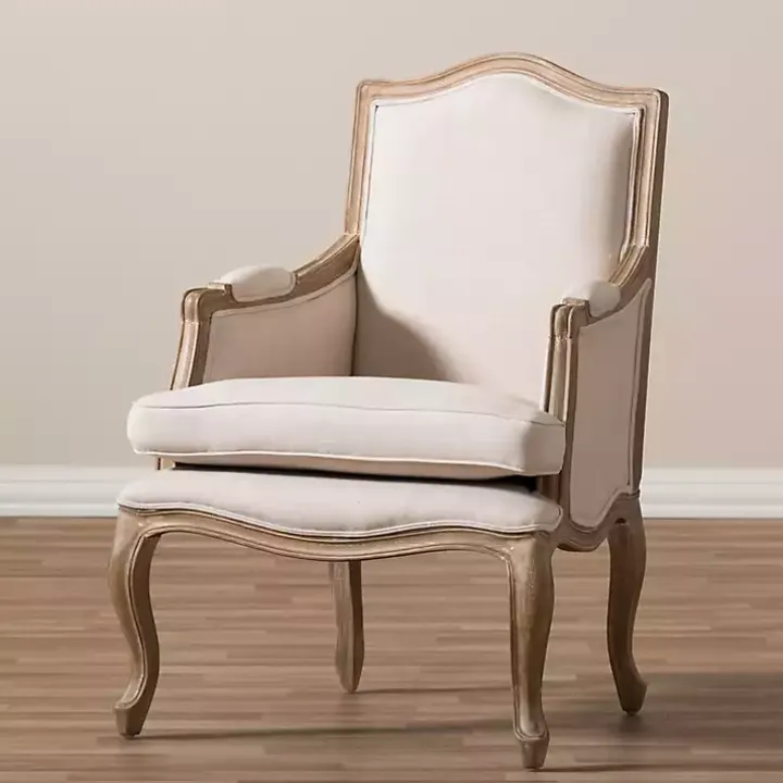 Ivory Streaked Antique Accent Chair