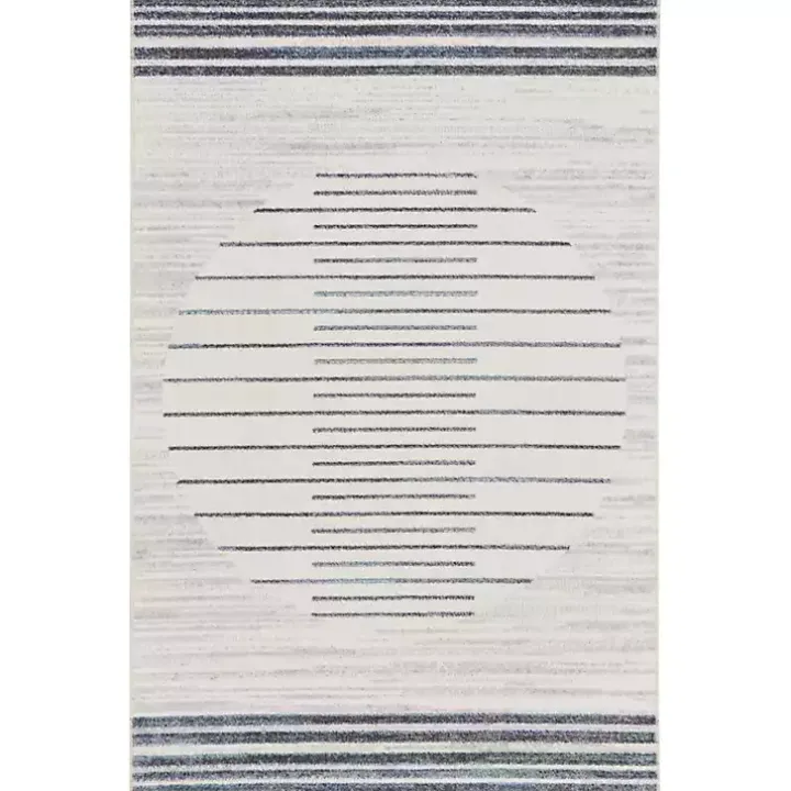 Ivory Striated Sphere Washable Area Rug, 3x5