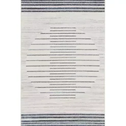 Ivory Striated Sphere Washable Area Rug, 4x6