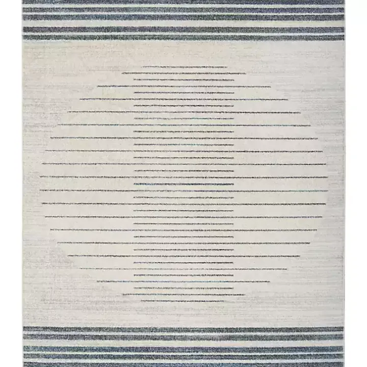 Ivory Striated Sphere Washable Area Rug, 7x10
