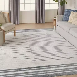 Ivory Striated Sphere Washable Area Rug, 7x10