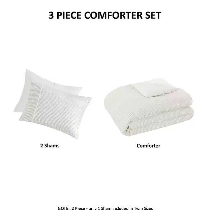 Ivory Striped Oversized King 3-pc. Comforter Set