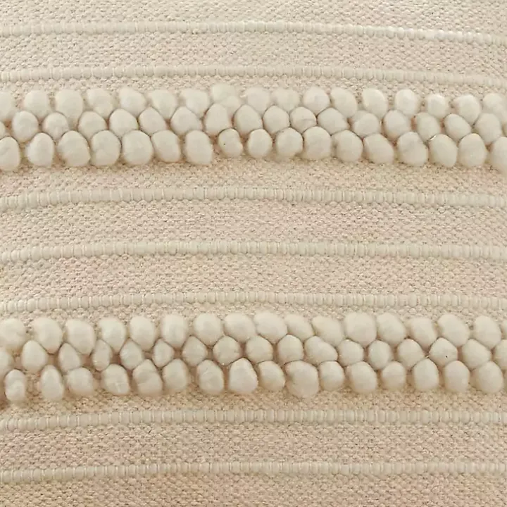 Ivory Striped Pom Pom Pillow