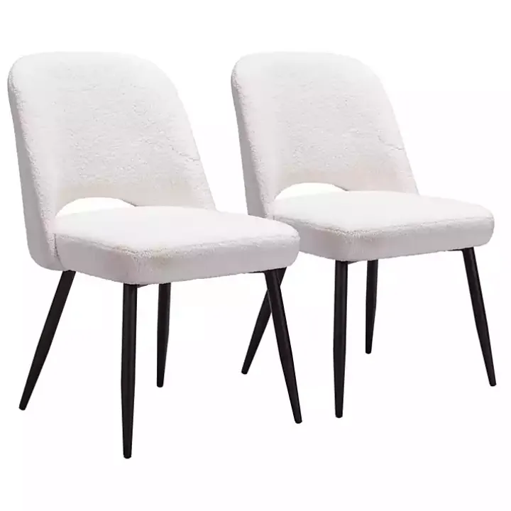 Ivory Teddy Upholstered Dining Chairs, Set of 2