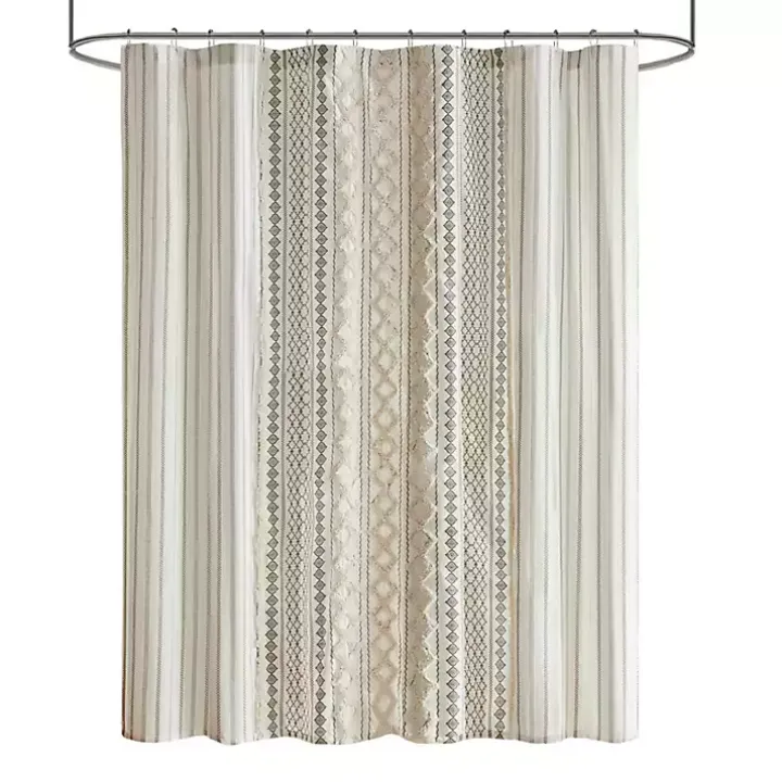 Ivory Textured Chenille Shower Curtain