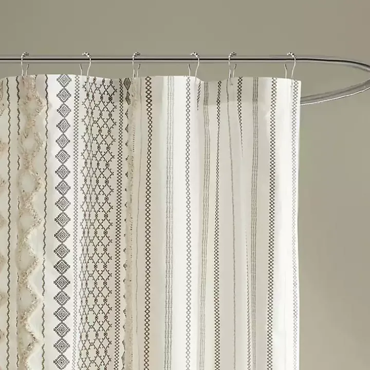 Ivory Textured Chenille Shower Curtain