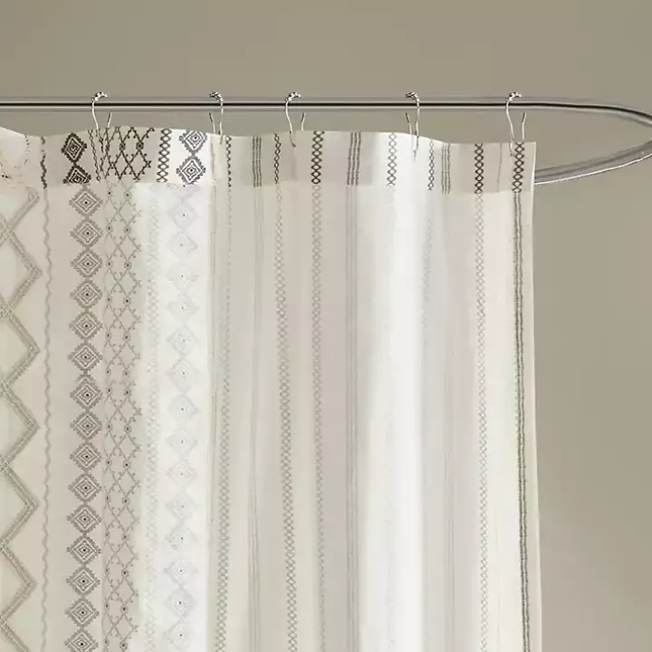 Ivory Textured Chenille Shower Curtain