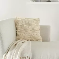 Ivory Textured Stripes Pillow