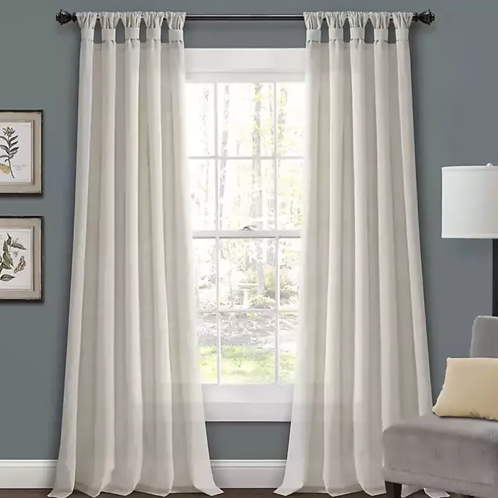 Ivory Top Knotted Burlap Curtain Panel Set, 95 in.