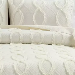 Ivory Trellis Ruffles 3-pc. King Quilt Set