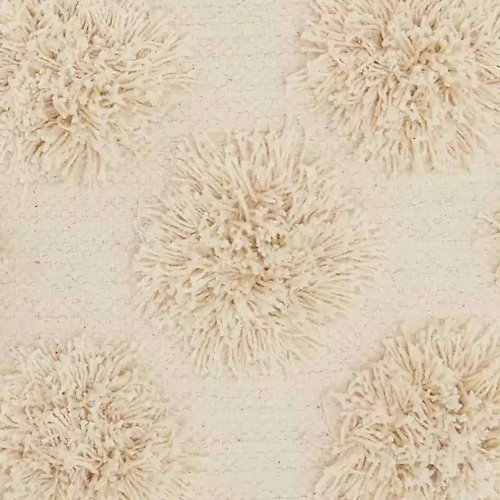Ivory Tufted Pom Poms Throw Pillow