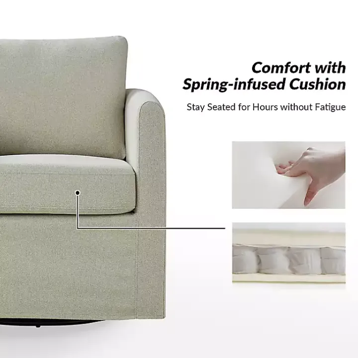 Ivory Upholstered Vasser Slipcover Swivel Chair
