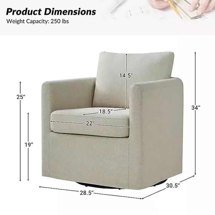 Ivory Upholstered Vasser Slipcover Swivel Chair