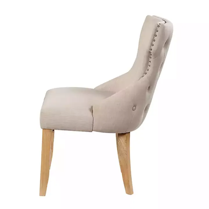 Ivory Upholstered Wingback Dining Chairs, Set of 2