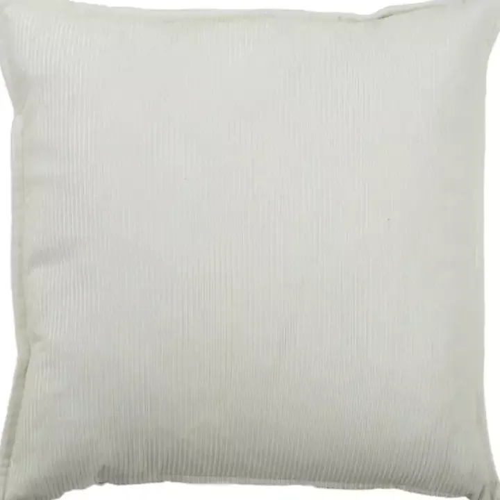 Ivory Velvet Corduroy Flange Throw Pillow