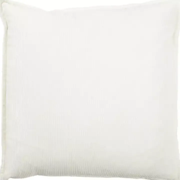 Ivory Velvet Corduroy Flange Throw Pillow