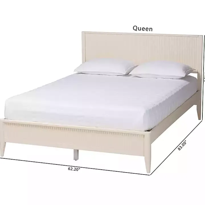 Ivory Wood Fluted Headboard Primrose Queen Bed