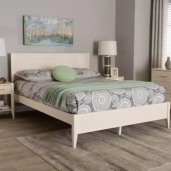 Ivory Wood Fluted Headboard Primrose King Bed