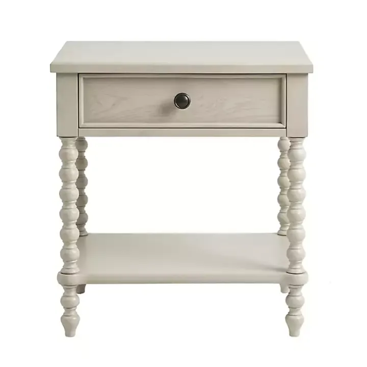 Ivory Wood Turned Legs Nightstand