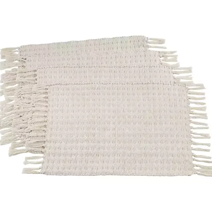 Ivory Woven Dashed Placemats, Set of 4