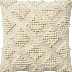 Ivory Woven Diamond Pillow