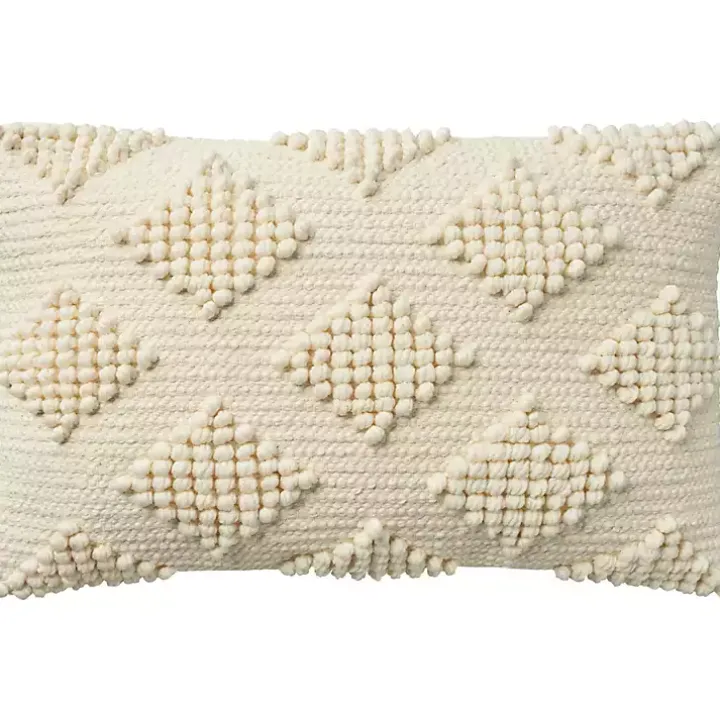 Ivory Woven Diamonds Lumbar Pillow