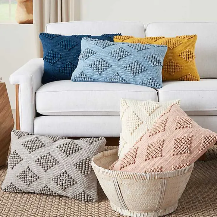 Ivory Woven Diamonds Lumbar Pillow