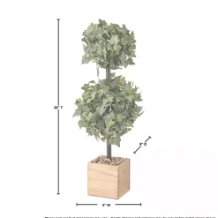 Ivy Double Ball Topiary in Wood Planter