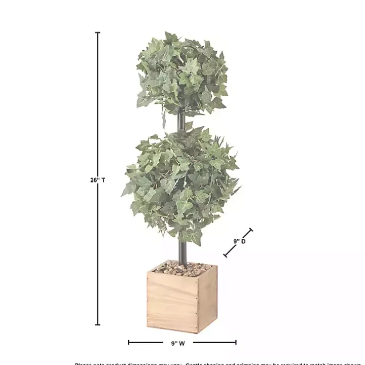 Ivy Double Ball Topiary in Wood Planter