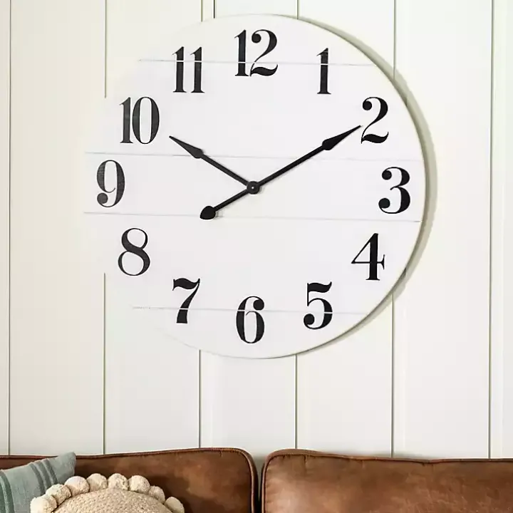 Jake White and Black Wooden Wall Clock