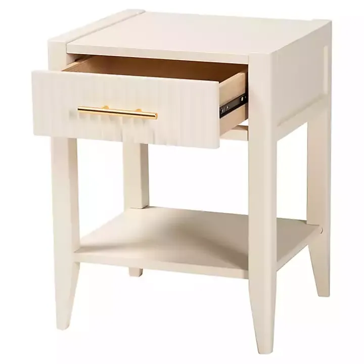 James Mid-Century Ivory 1-Drawer Nightstand