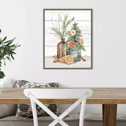 Jars with Oranges Christmas Canvas Wall Plaque