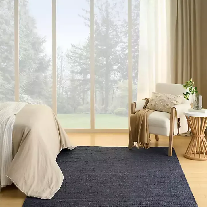 Jaxon Navy Natural Jute Area Rug, 5x7