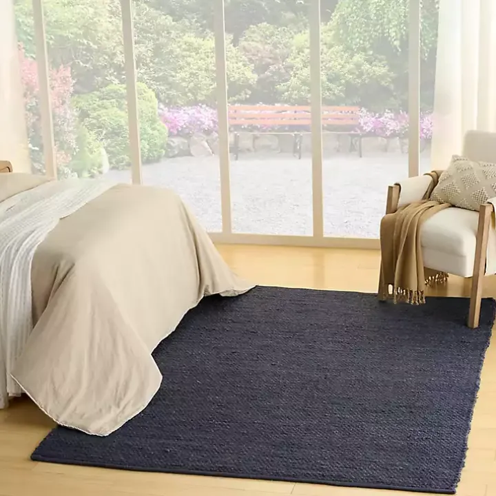 Jaxon Navy Natural Jute Area Rug, 8x10