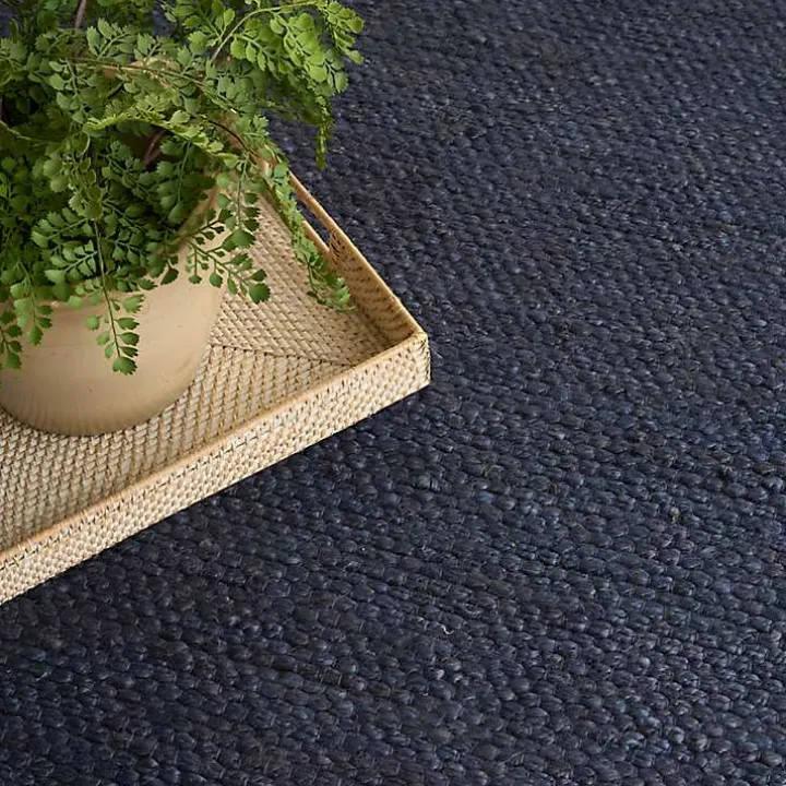 Jaxon Navy Natural Jute Area Rug, 8x10
