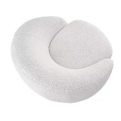 Jessel Cream Sherpa Swivel Chair with Wood Base