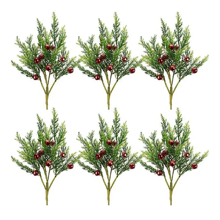 Jingle Bells and Pine Tree Picks, Set of 6