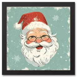 Jolly Retro Santa Framed Canvas Art Print