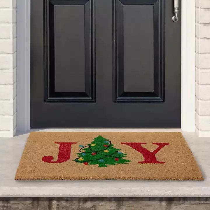 Joy Christmas Tree Coir Doormat