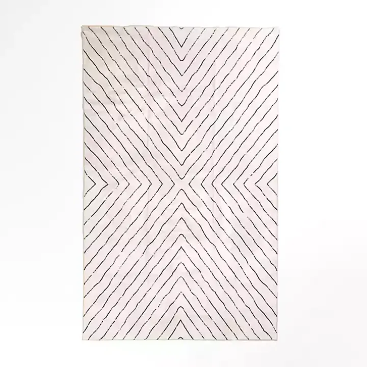 Julia Black and White Washable Area Rug, 5x8