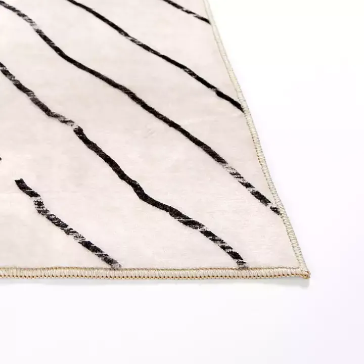 Julia Black and White Washable Area Rug, 5x8