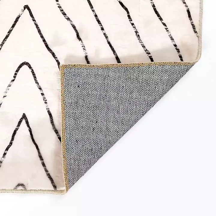 Julia Black and White Washable Runner, 2x7