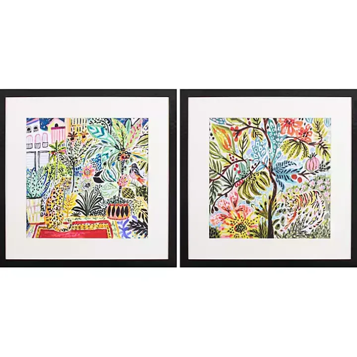 Jungle Cat Landscape Framed Art Prints, Set of 2