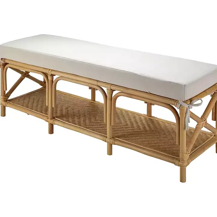 Kaili Natural Rattan Cushioned Bench