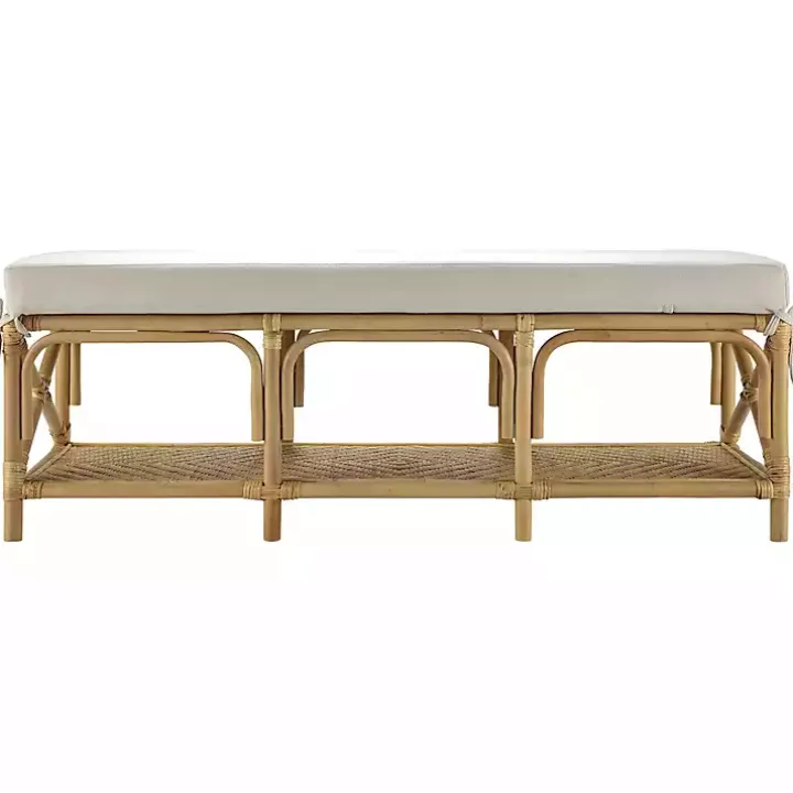 Kaili Natural Rattan Cushioned Bench