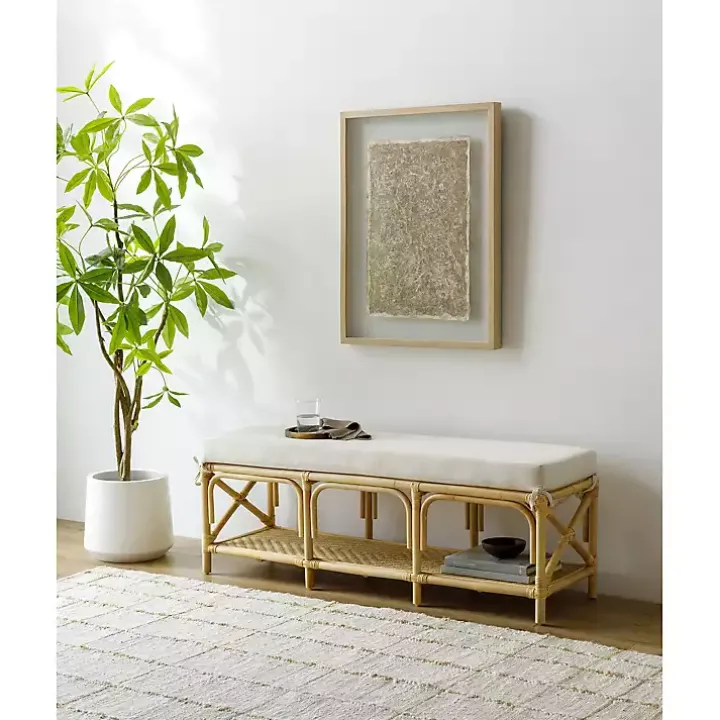 Kaili Natural Rattan Cushioned Bench