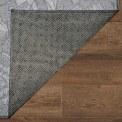 Kalini Gray Floral Washable Area Rug, 5x7