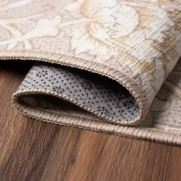 Kalini Natural Floral Washable Runner, 2x7