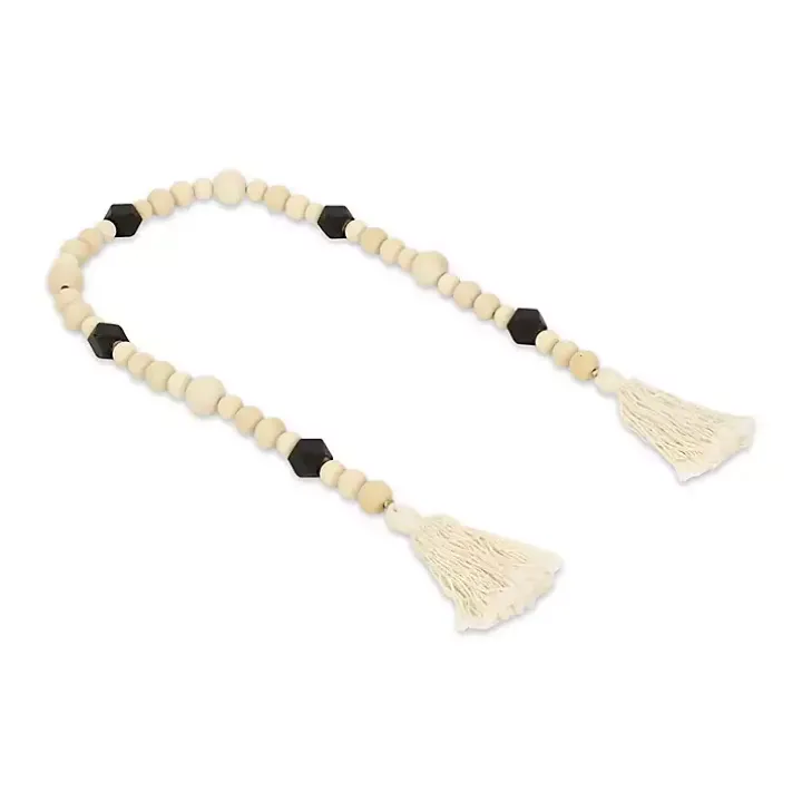 Kara Black Beaded Wood Polygon Decorative Garland