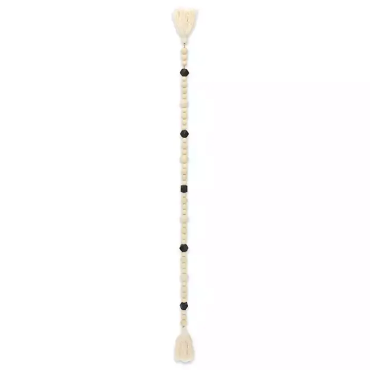 Kara Black Beaded Wood Polygon Decorative Garland